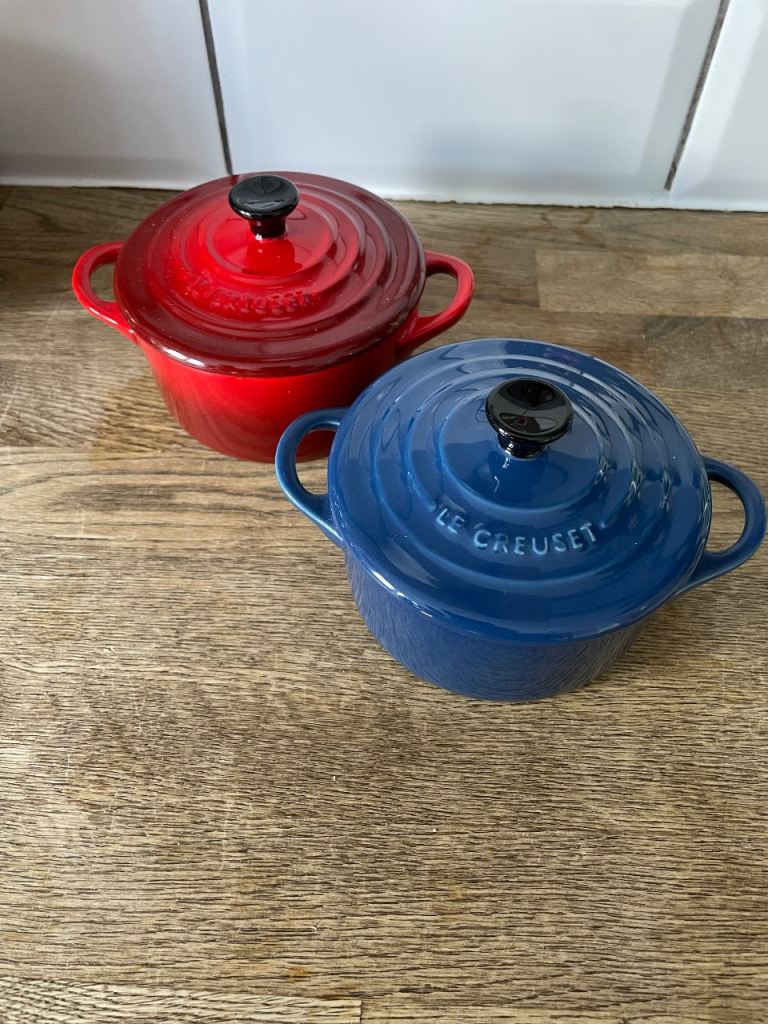 Le Creuset Mini Cocotte Set – Red and Blue, Good Condition