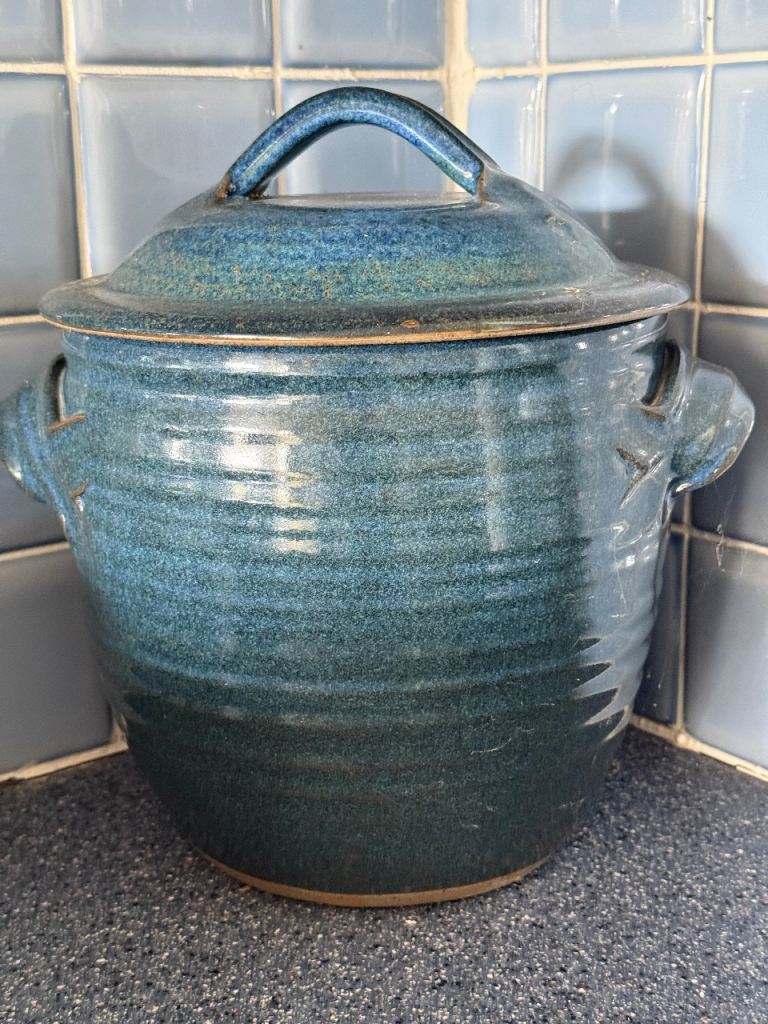 Vintage Hand Thrown Studio Pottery Bread Bin