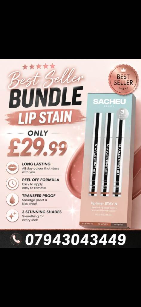 SACHEU Lip Stain Bundle - 3 Stunning Shades, New