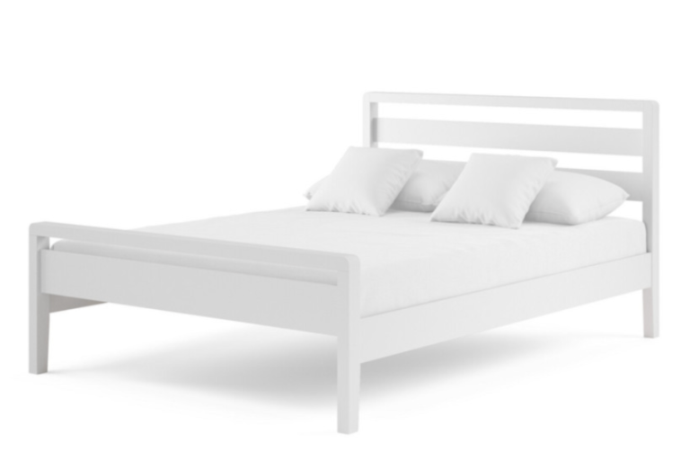 Single wooden bed (white) with foam mattress 