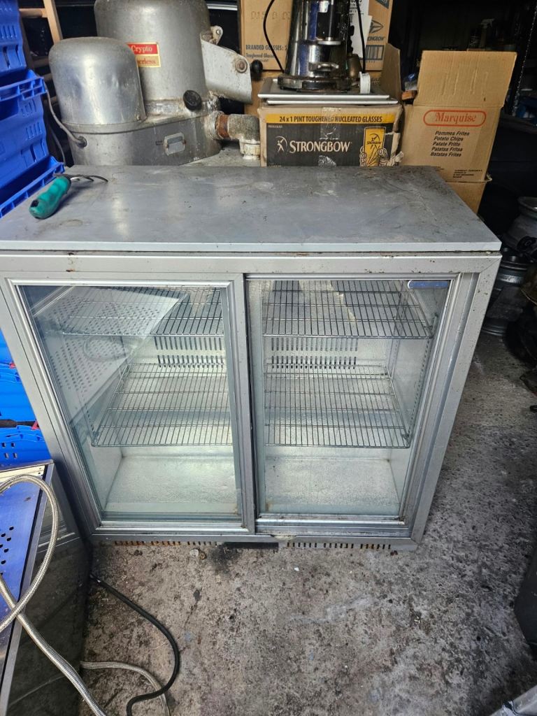Double door glass fridge