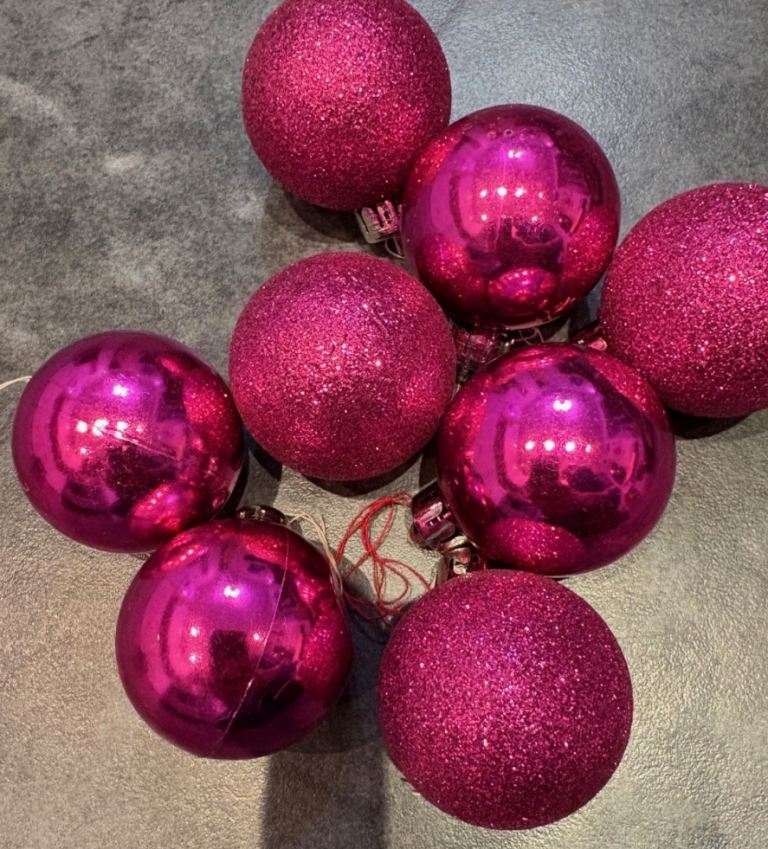 image for 8 x Pink Christmas Baubles Decorations 