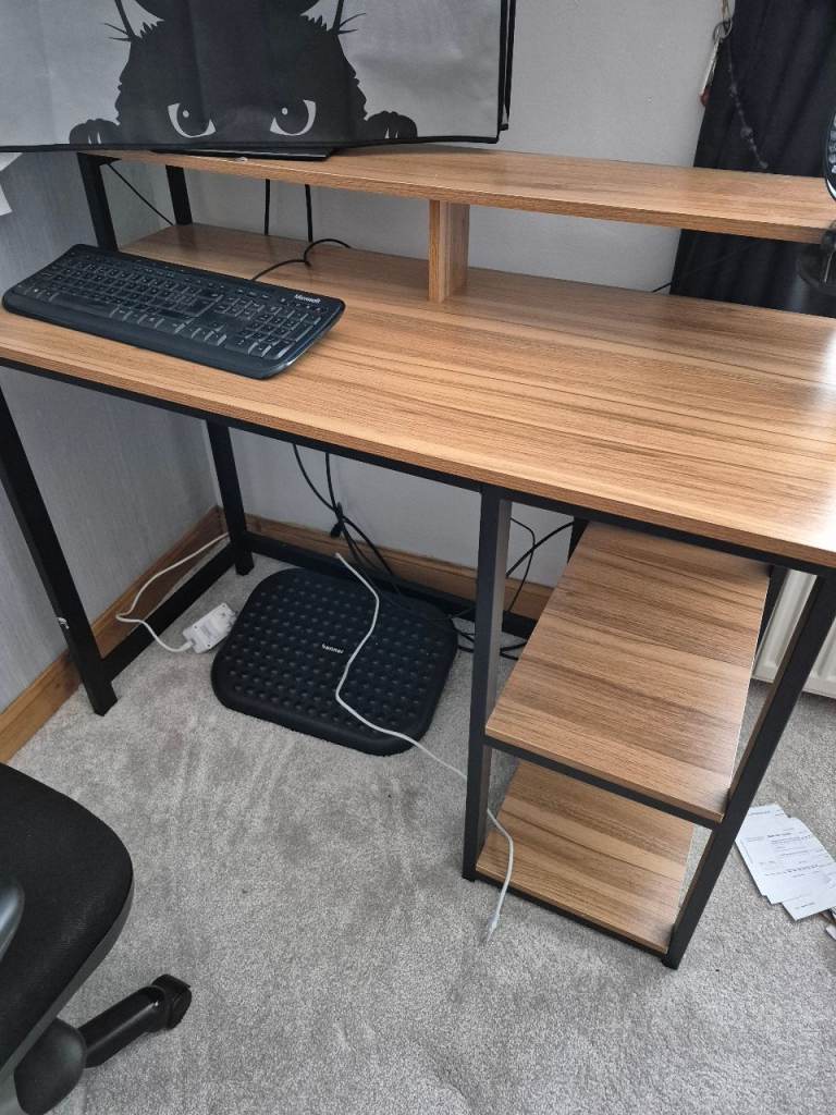 Stylish Office Desk with Monitor Stand - Good Condition