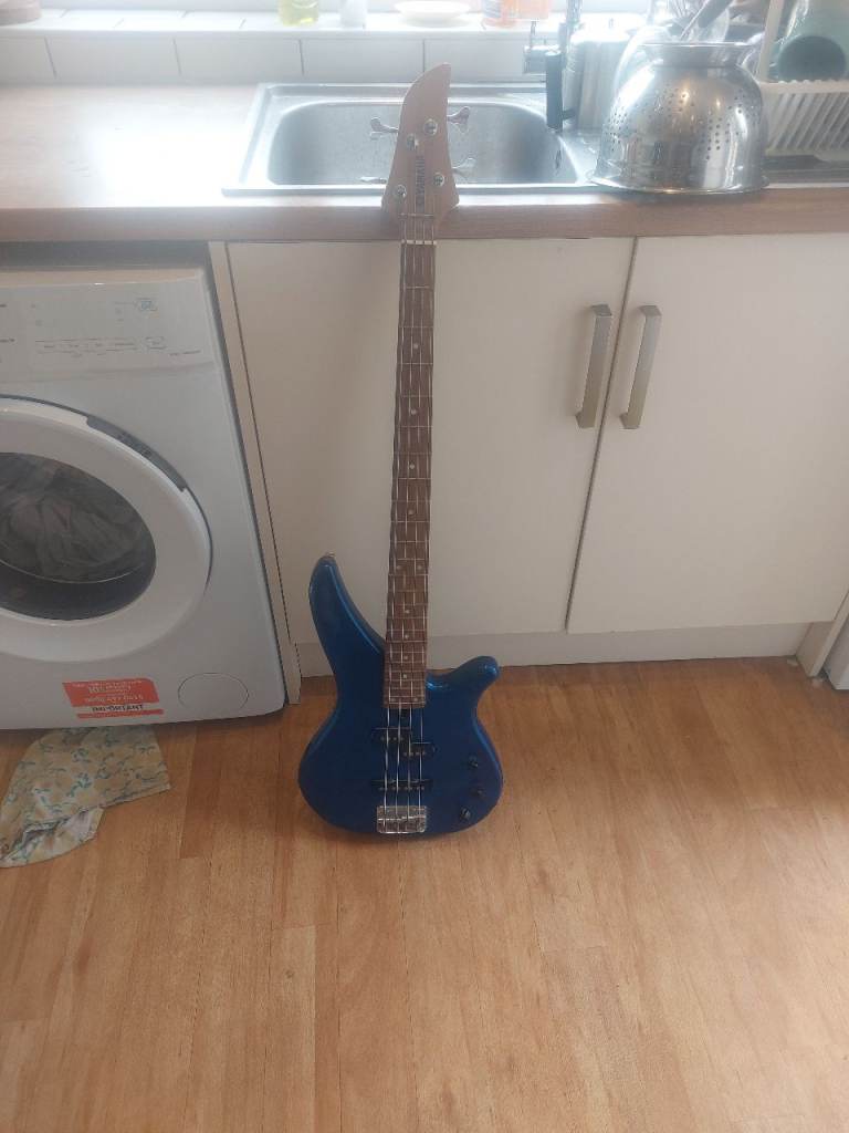 Blue Bass Guitar – Good Condition, Plays Well