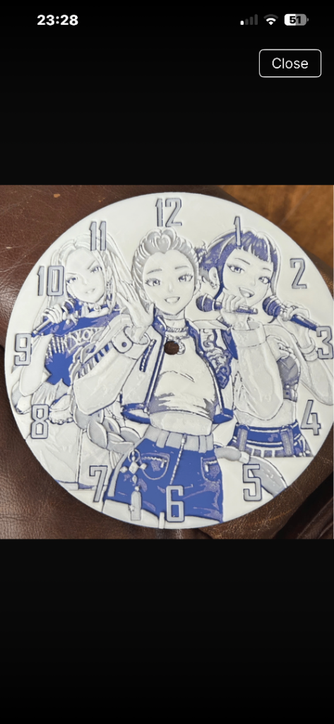 NEW Anime Style Ceramic Wall Clock – White with Blue Detail
