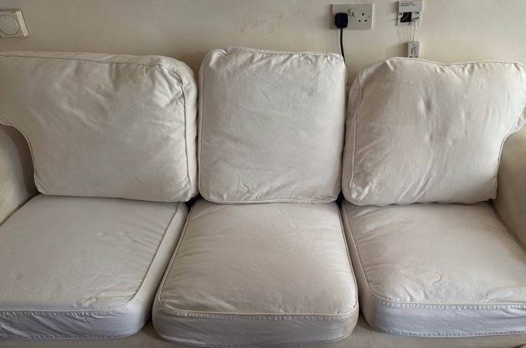 Comfortable 3-Seater Sofa - White, Fair Condition