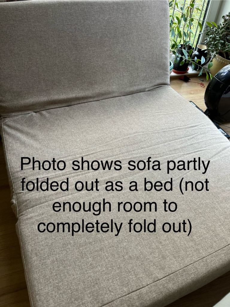 REDUCED PRICE: Small sofa bed, beige, VGC £40