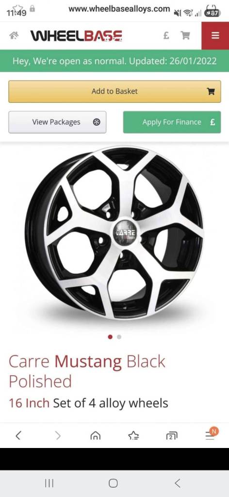 Carre Mustang Black Polished r16