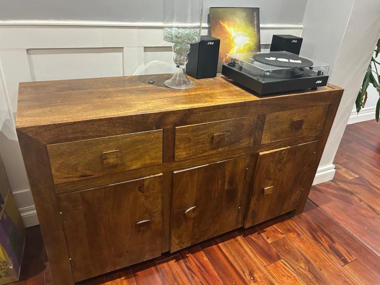 Solid Wood Sideboard with Drawers and Cupboards – Good Condition