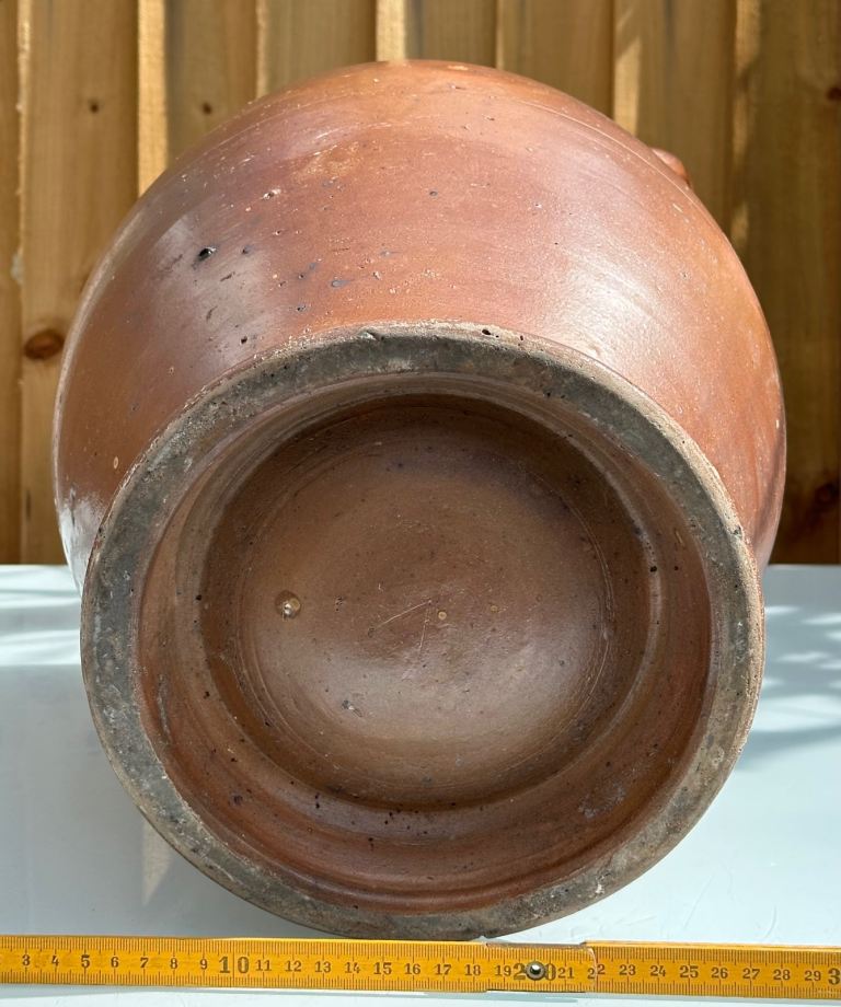 LARGE ANTIQUE FRENCH STONEWARE PLANTER URN, CONFIT JAR POT, SALTING JAR - H47cm 7.8kg - WILL POST!