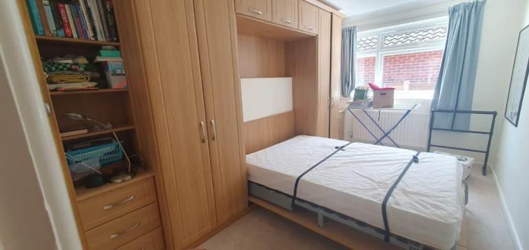 Hideaway bed frame and mechanism plus wardrobes and drawers