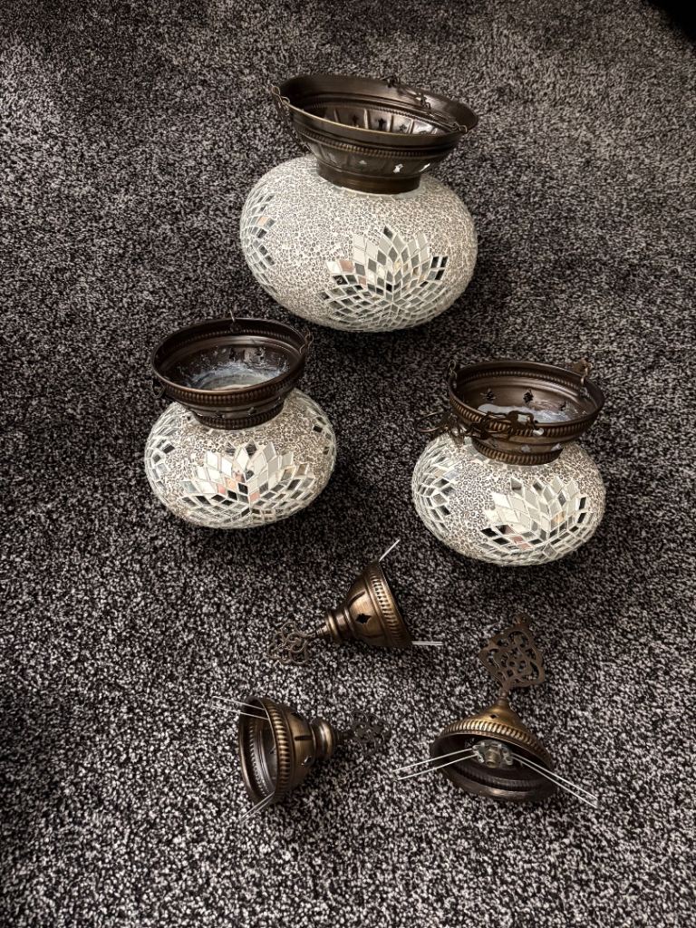 Three NEW Turkish Mosaic Lamp Shades