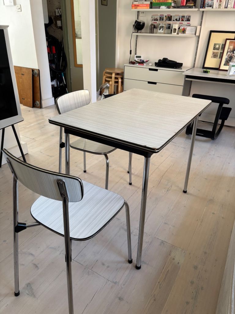 Retro Formica Tavo Belgium Dining Table and Chairs
