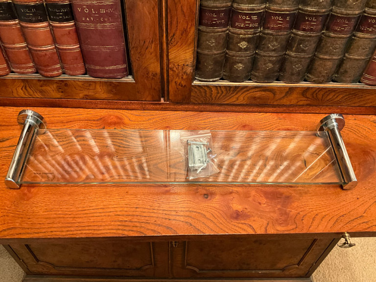 Tempered Glass Bathroom Shelf with Chrome Fittings