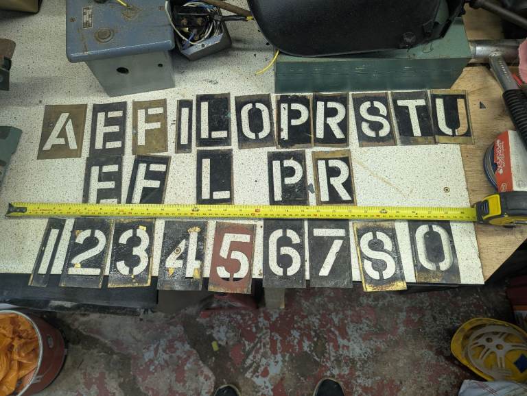 Vintage Brass Number Plate Stencils - Letters and Numbers