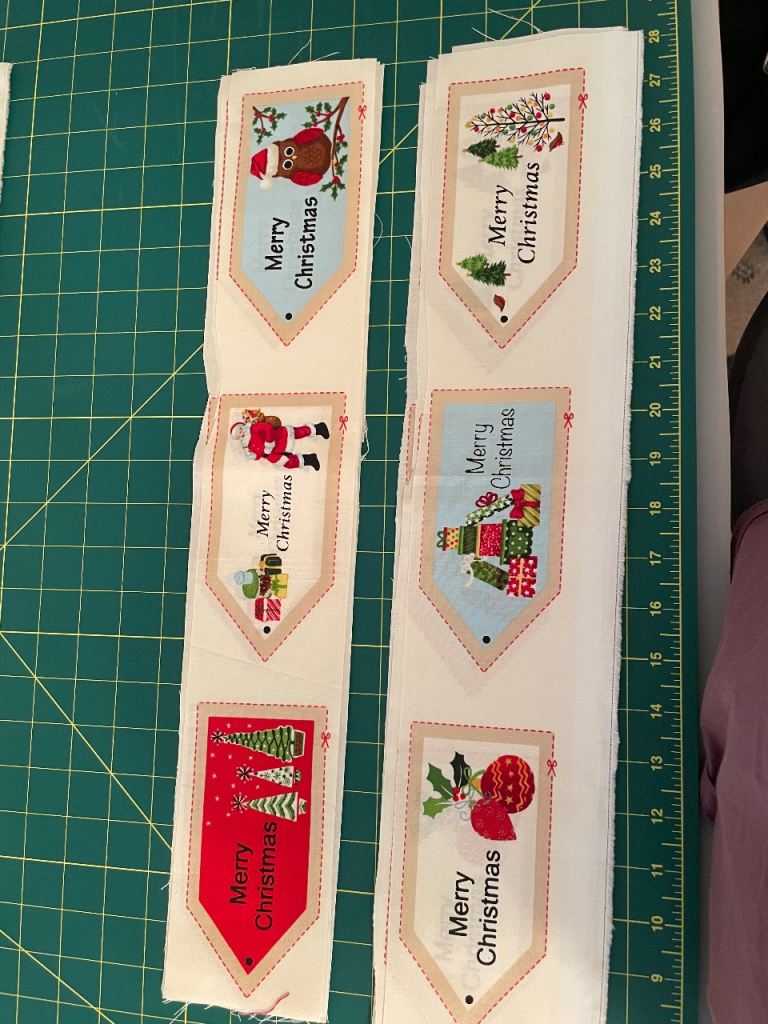 Makower fabric Christmas labels.