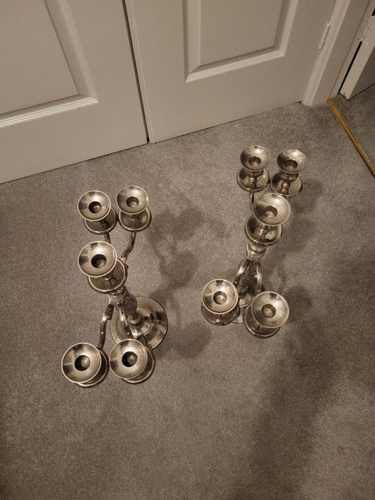 Pair of 5 Arm Silver Candelabra