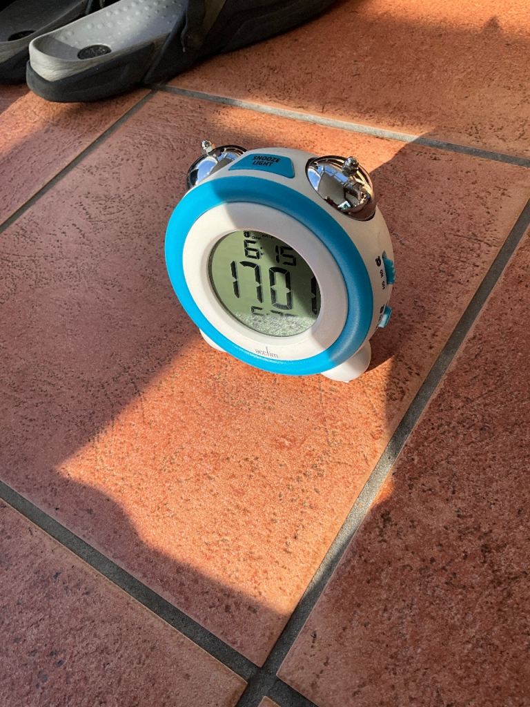 Digital Alarm Clock – White and Blue, As Good As New