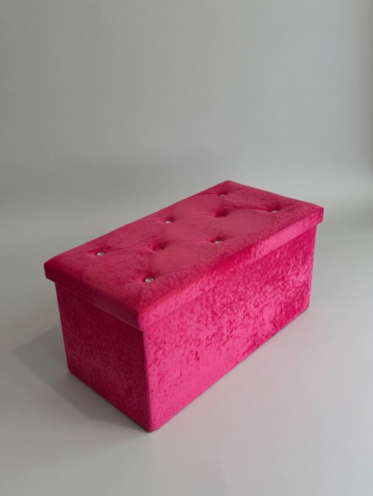 Crystal Studded Ottoman Storage Box