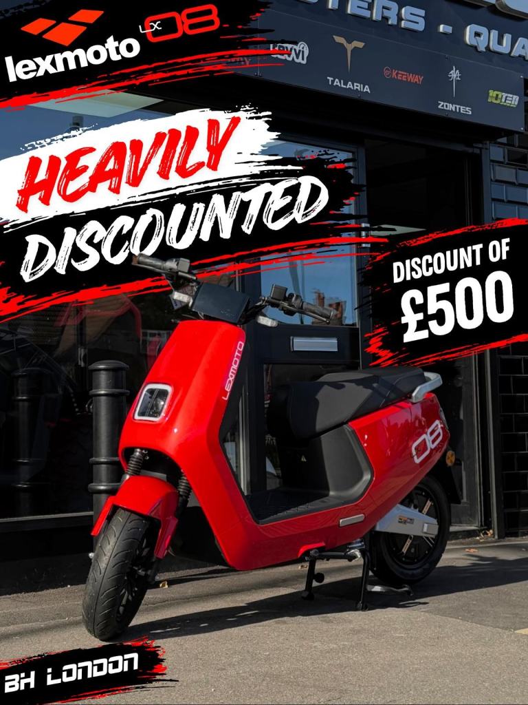 £500 OFF! Lexmoto LX08 - 2 year warranty - Road legal Electric scooter