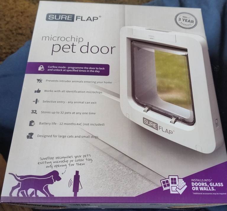 brand new still-in-box Sure Flap Microchip Pet Door for large cats/small dogs