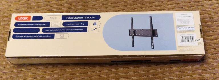  Logik TV Mount For TVs Up To 43" 15kg Fixed Wall Mount TV, Bracket Wall Mount TV mount.