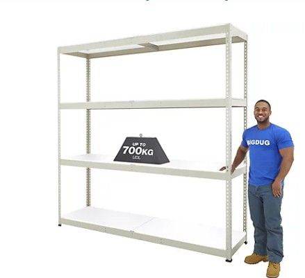 BiG800 Melamine Racking 2440h x 2440w x 610d mm 4 Levels 500kg UDL Grey