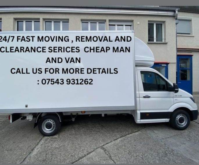 24/7 Man and Van Hire house office piano furniture move Rubbish removals service