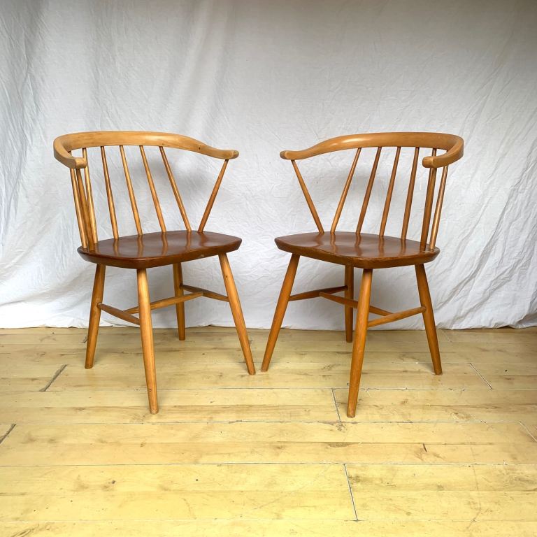 Pair of cowhorn Centa 1960s vintage dining armchairs like Ercol
