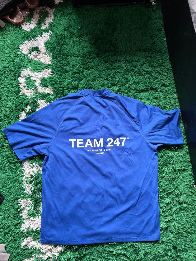 Blue & white Represent graphic running vest team 247 hyrox gym top t-shirt tank Size small