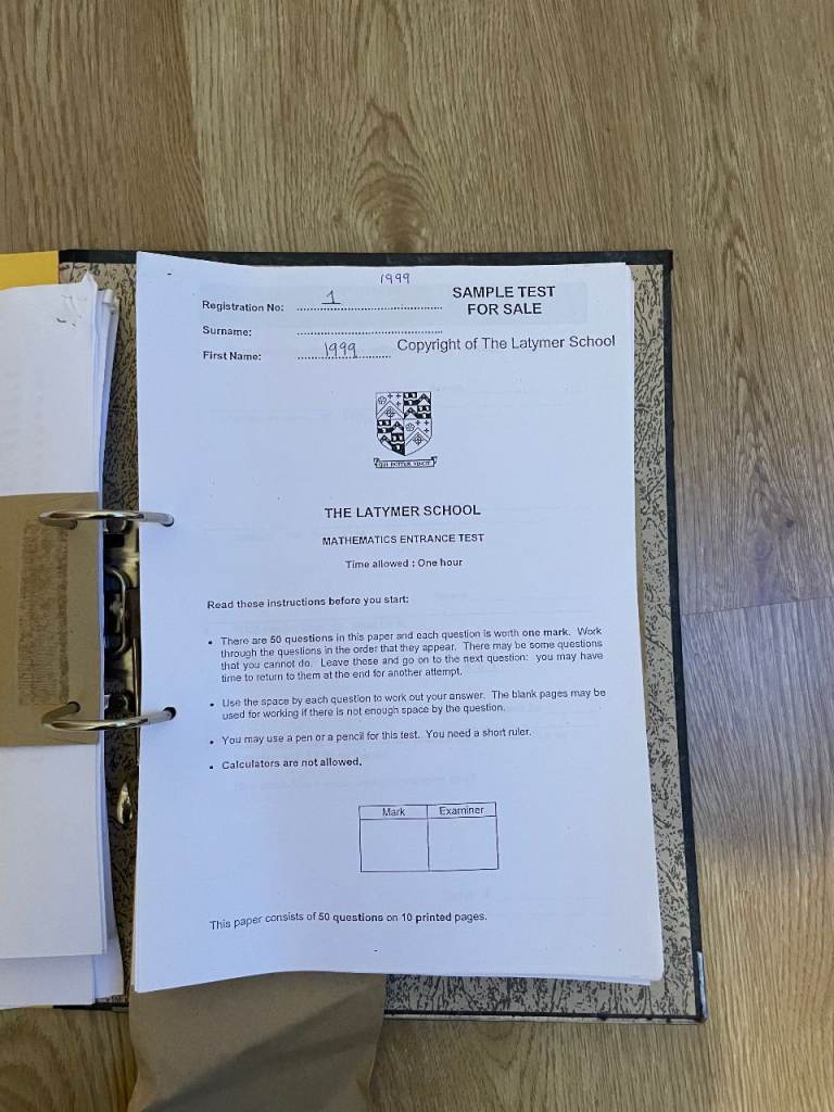 The Latymer School Maths Exam papers Years 1998 - 2011 & ans