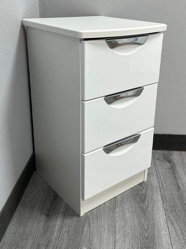 Camden 3 Drawer Bedside - White Gloss