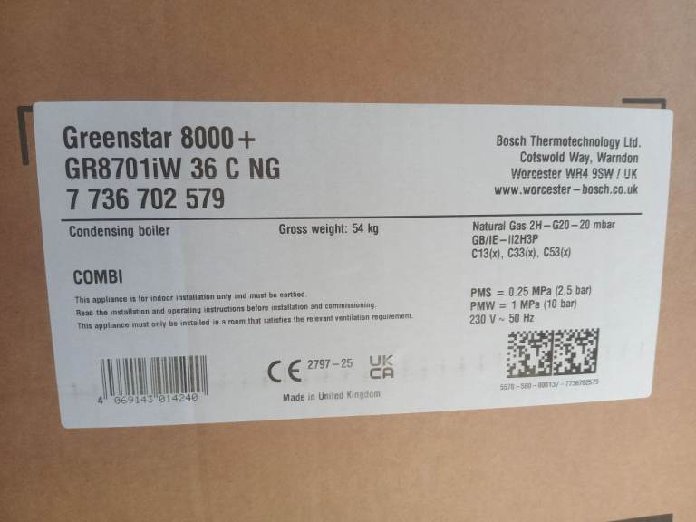 Worcester combi boiler 8000+
