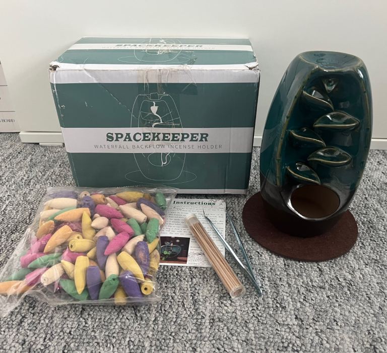 SPACEKEEPER Waterfall Backflow Incense Holder with Cones