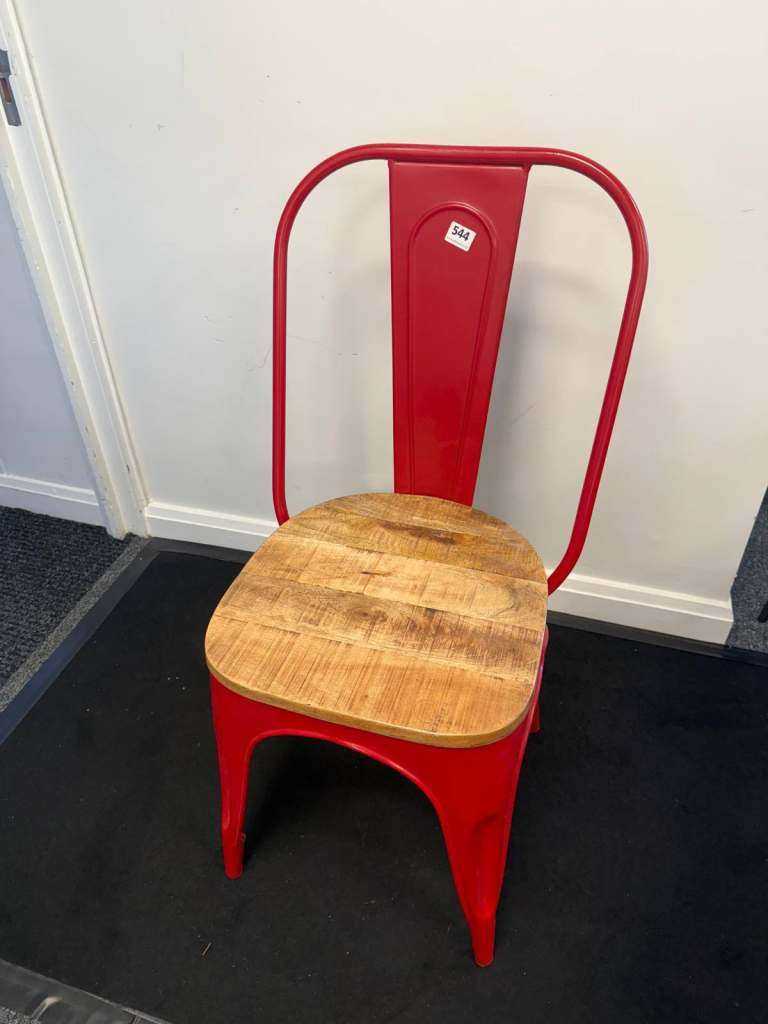 Bolero Bistro Side Chair with Wooden Seat Pad Red- FREE UK MAINLAND DELIVERY
