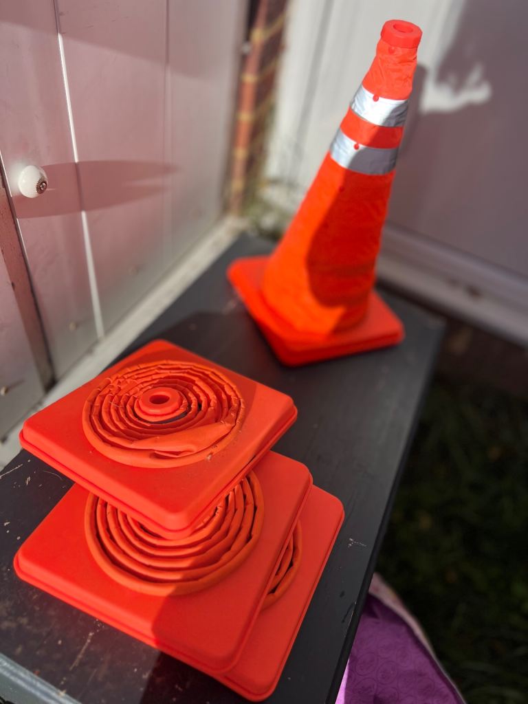 Collapsible lightweight traffic cones 