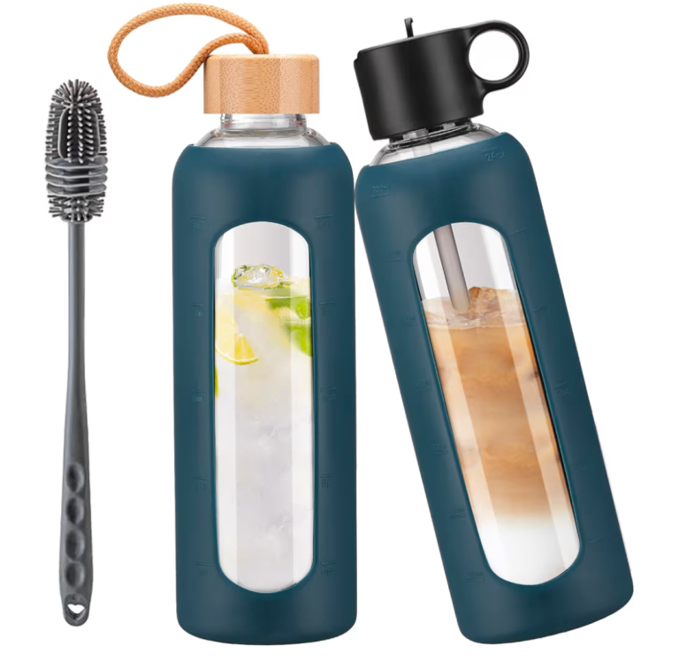 Brand New Navy Blue Glass Water Bottles - 700ml/1000ml