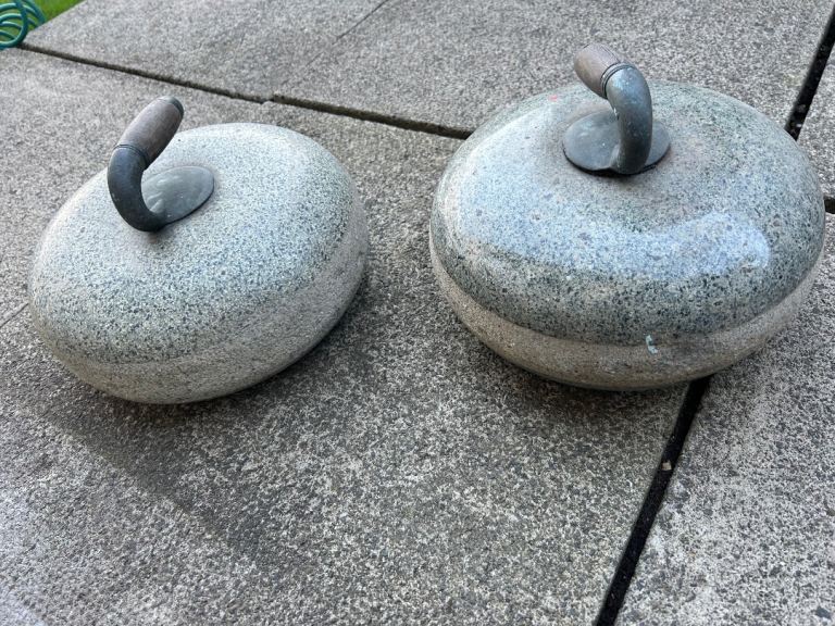 Pair of Granite Curling Stones - Decorative Garden Ornaments