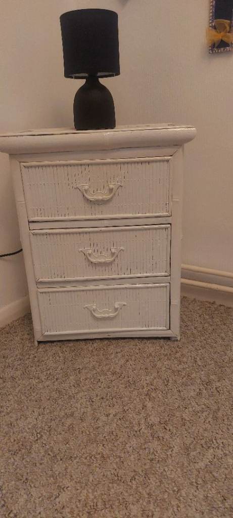 Small White Bamboo set of Drawers.