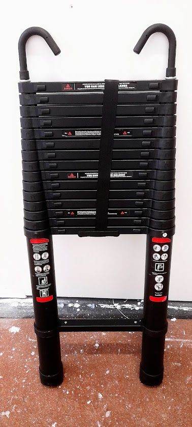 Black Telescopic 6.2 meter Ladder with Hooks – new 