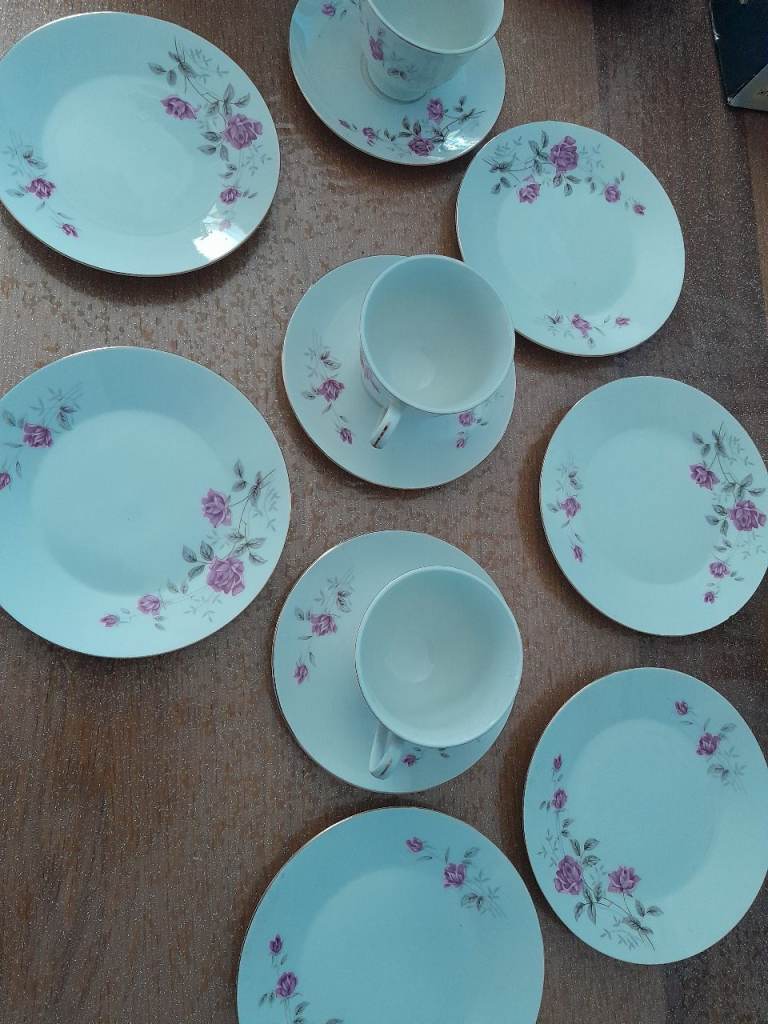 Lovely Floral Tea Set - Plates and Cups