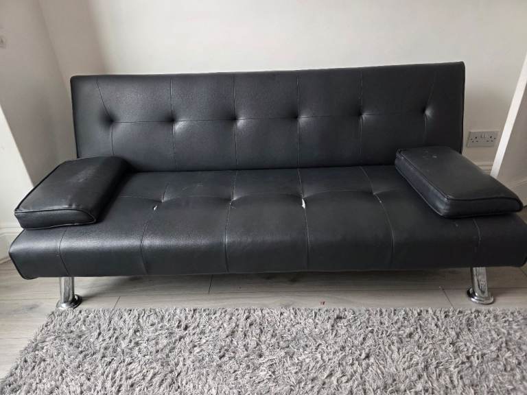 Black Sofa Bed - Converts Easily, Fair Condition