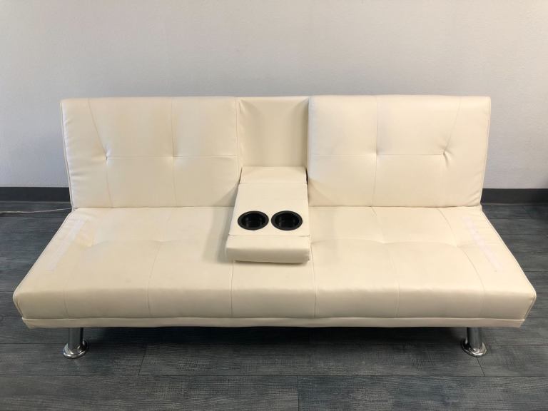 Faux leather futon sofa bed 