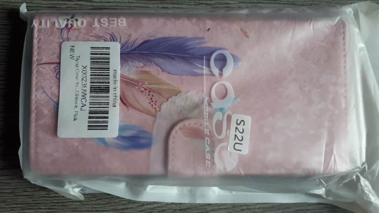 New Samsung S22U Phone Case - Pink Feather Design