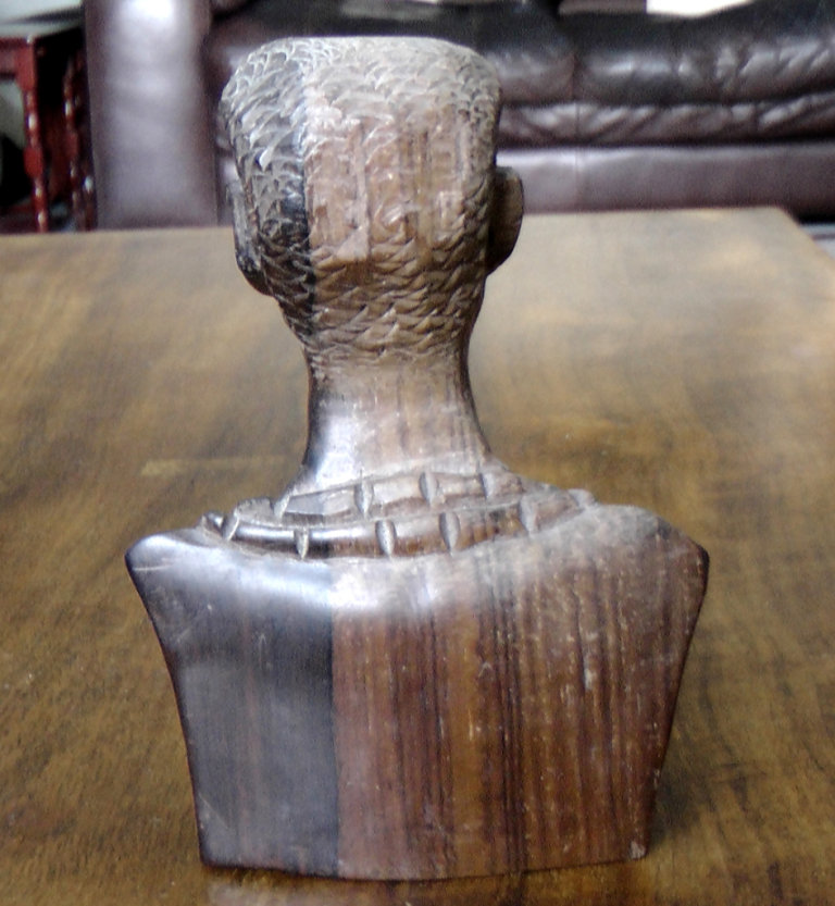 3 Vintage African Solid Hardwood Figure Busts - 2 Male (16cm) & 1 Female (18cm)