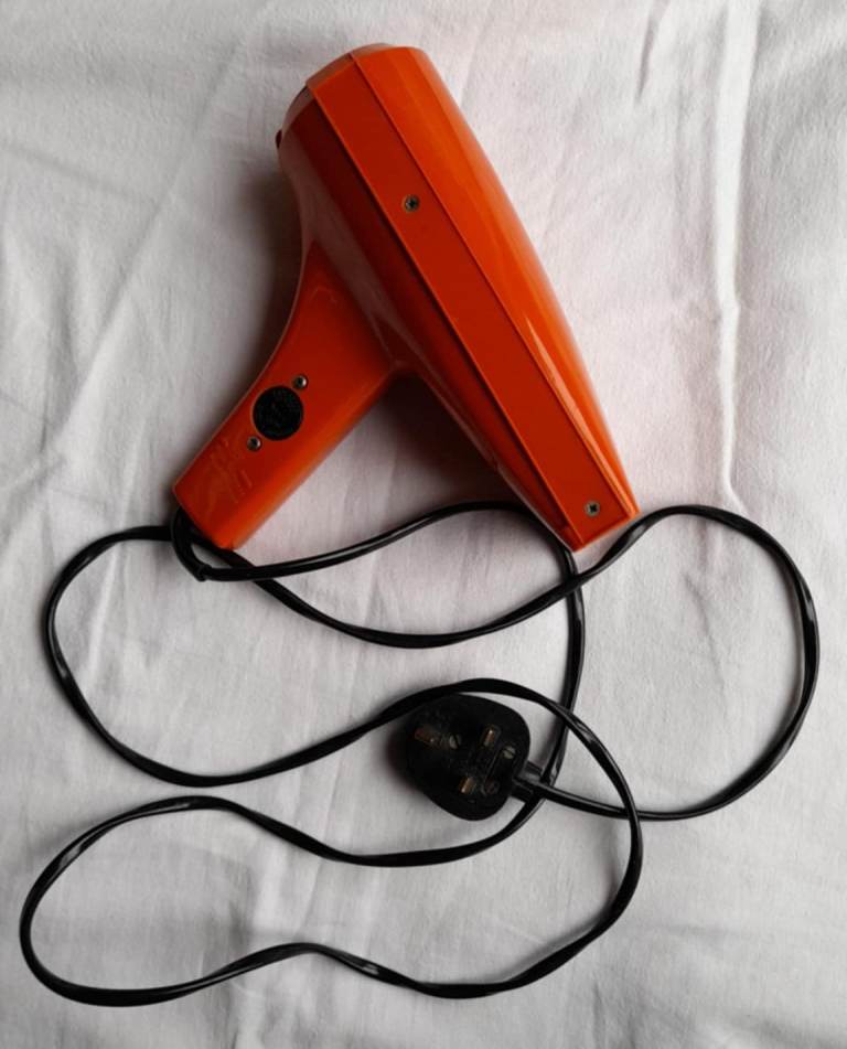 Vintage Retro 70s Moulinex Hairdryer in Classic Orange. Fully Working