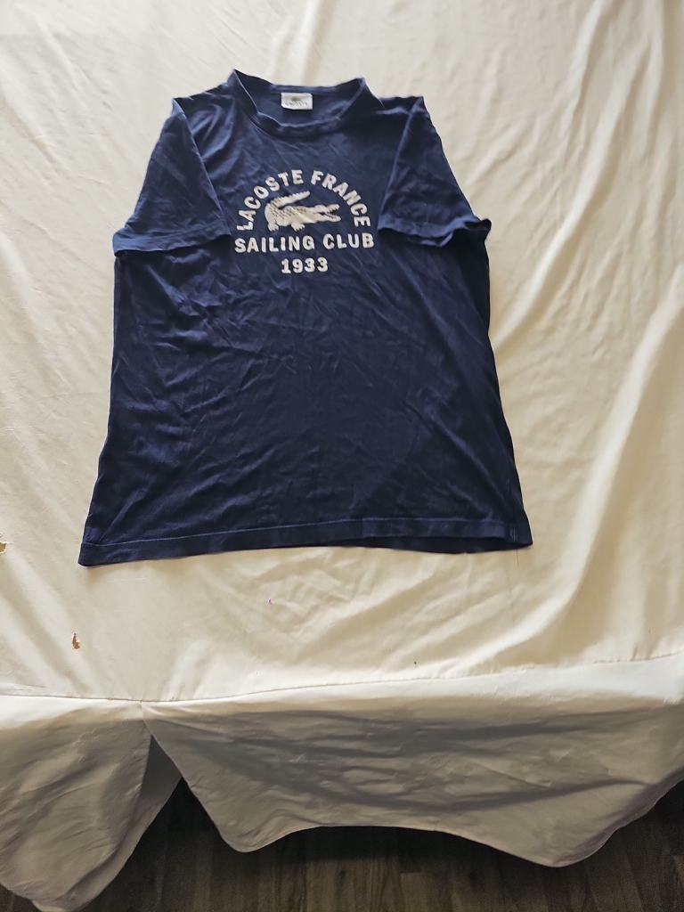Vintage Lacoste France Sailing Club 1933 Navy Graphic T-Shirt 5r I610