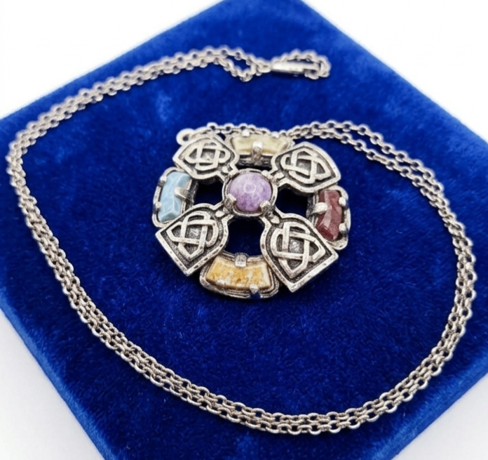 Large Scottish Celtic Design Pendant Necklace - 27 inches in Length - See Photos/Details
