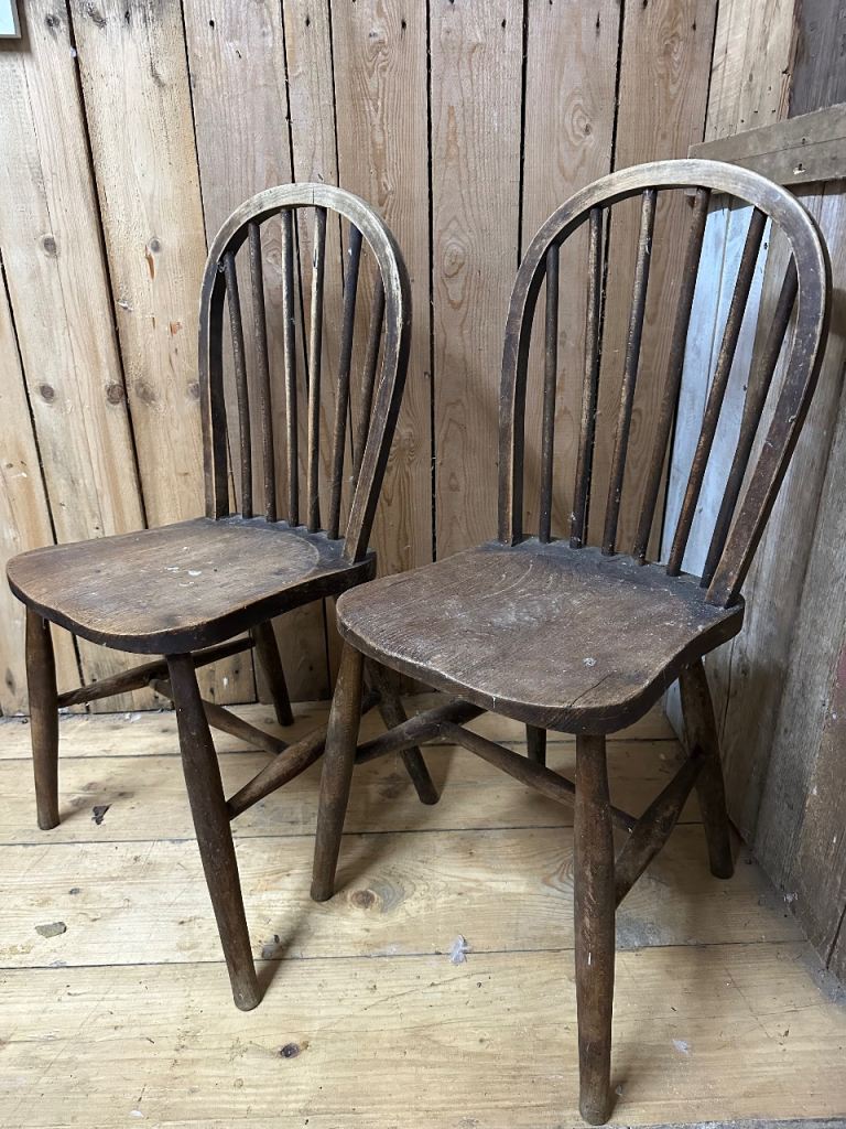 Pair of old spindle back chairs