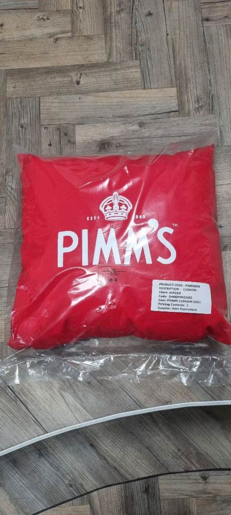 Red Decorative Throw Cushion with Pimm's Logo Home Decor Pillow Inserts 40cm
